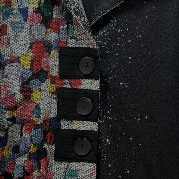 Damee Coat Abstract Painting 3 Button Half Black Half Multi XL Pockets Jacket - Picture 7 of 15